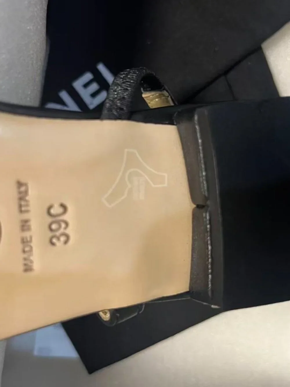 Chanel Black Slingback Flats 39